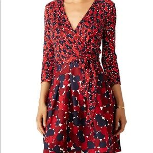 Diane Von Furstenberg -Red Jewel Mikado Wrap Dress